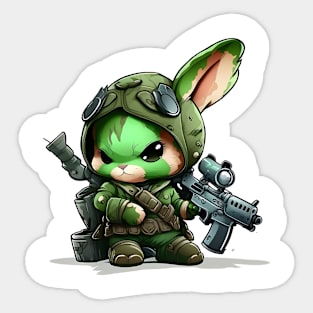 Armored Angry Rabbit Holding a Riffle Sticker